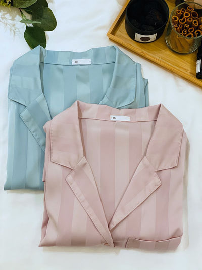 Pijama de Seda Helada con Rayas - Conjunto Corto para Dormir y Casa Mujer Verano - Image 18