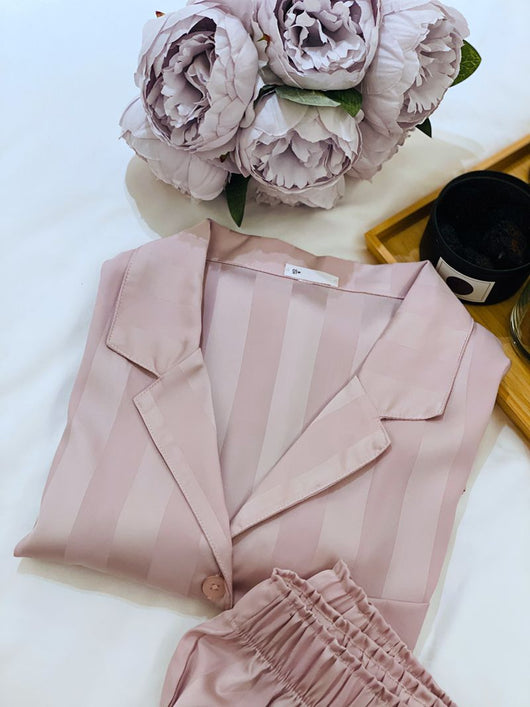 Pijama de Seda Helada con Rayas - Conjunto Corto para Dormir y Casa Mujer Verano - Image 21