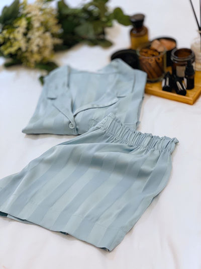 Pijama de Seda Helada con Rayas - Conjunto Corto para Dormir y Casa Mujer Verano - Image 22