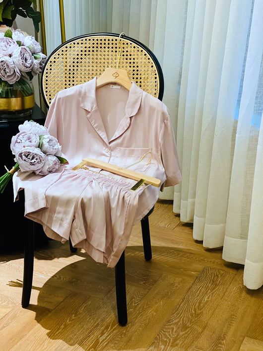 Pijama de Seda Helada con Rayas - Conjunto Corto para Dormir y Casa Mujer Verano - Image 25