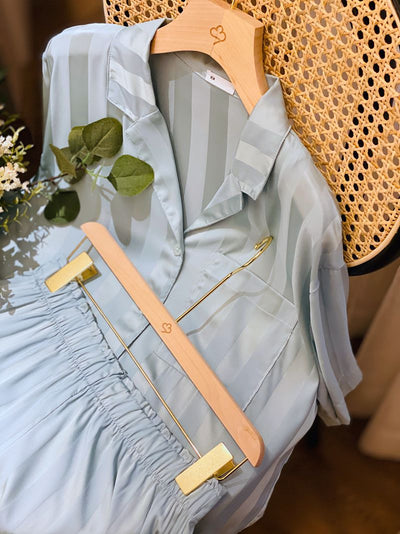Pijama de Seda Helada con Rayas - Conjunto Corto para Dormir y Casa Mujer Verano - Image 29