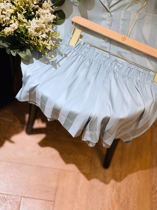 Pijama de Seda Helada con Rayas - Conjunto Corto para Dormir y Casa Mujer Verano - Image 30