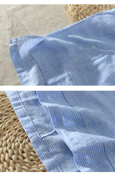 Playera con Capucha de Rayas Hombre - Algodón y Lino Verano - Image 13
