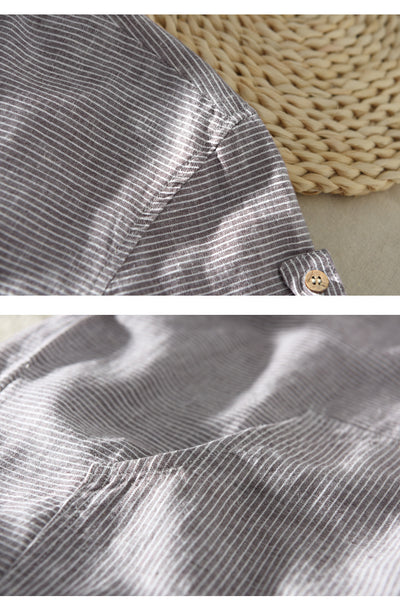Playera con Capucha de Rayas Hombre - Algodón y Lino Verano - Image 14