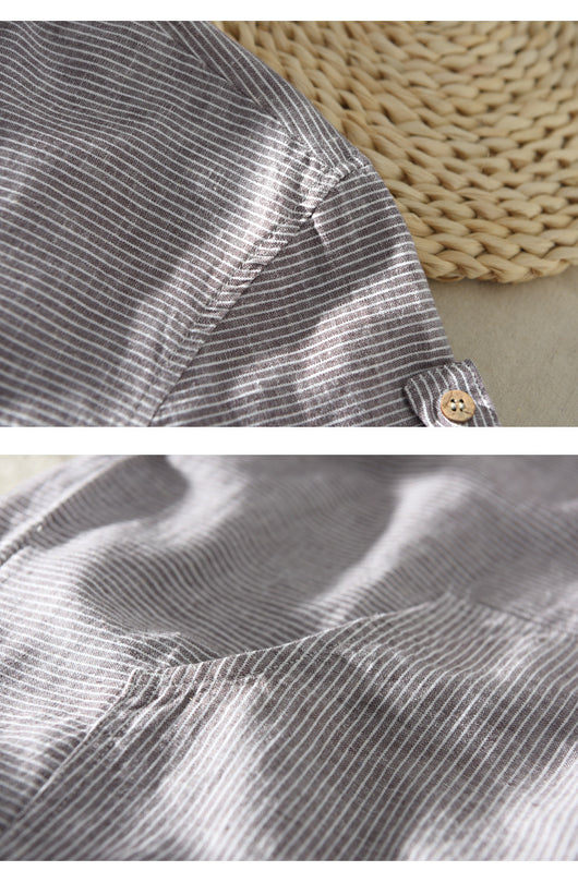 Playera con Capucha de Rayas Hombre - Algodón y Lino Verano - Image 14