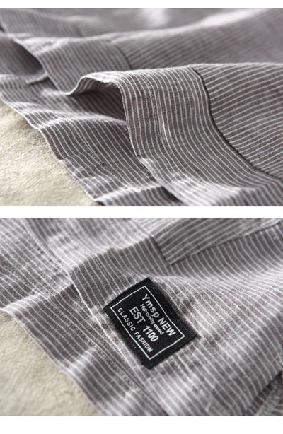 Playera con Capucha de Rayas Hombre - Algodón y Lino Verano - Image 15