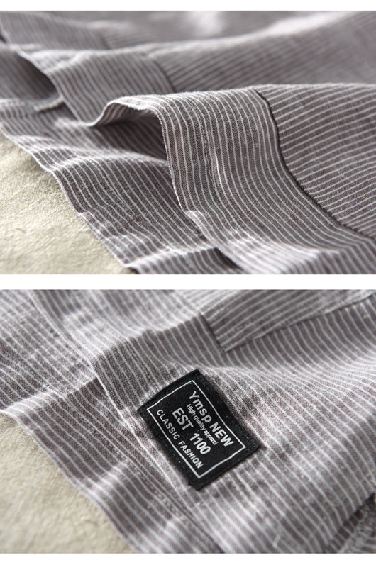 Playera con Capucha de Rayas Hombre - Algodón y Lino Verano - Image 15