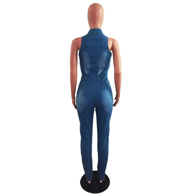 Jumpsuit Denim Slim Ajustado con Detalles Calados - Image 17