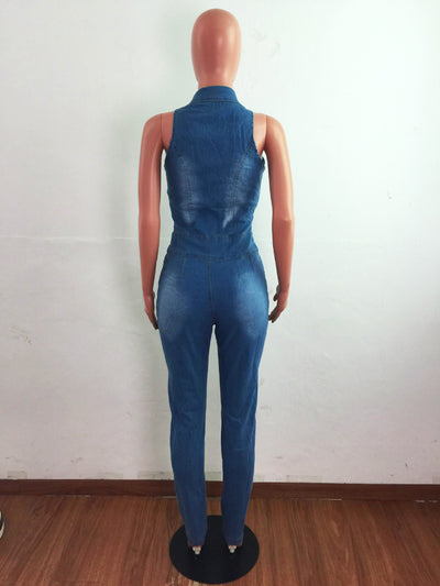 Jumpsuit Denim Slim Ajustado con Detalles Calados - Image 20