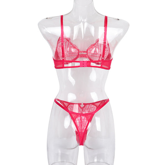 Conjunto de Lencería Encaje Multicolor Transparente para Mujer - Image 36