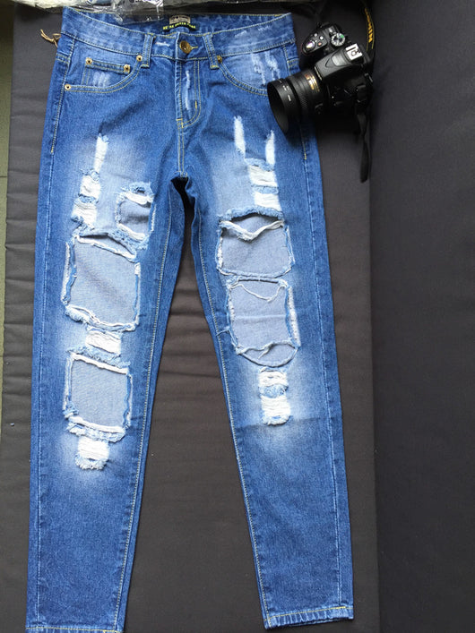 Pantalones Skinny Rotos de Cintura Alta para Mujer - Image 19