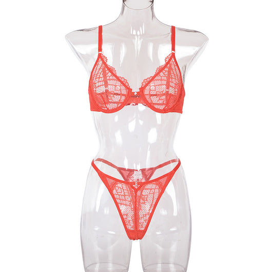 Conjunto de Lencería Encaje Multicolor Transparente para Mujer - Image 41
