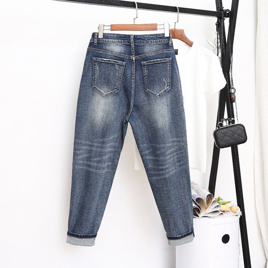 Jeans Oversize Mujer Cintura Alta Elástico Pierna Ancha - Image 11