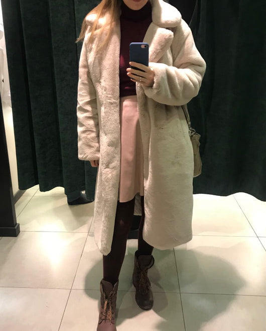 Abrigo de Piel Sintética Conejo para Mujer Talla Plus - Image 19