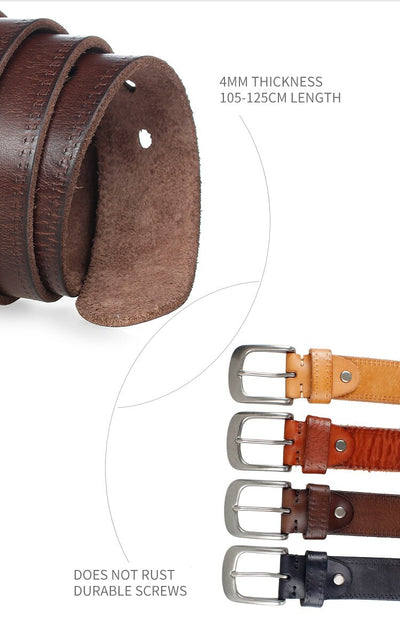 Cinturón de Cuero Curtido Vegetal Premium Unisex con Hebilla de Aleación - Image 19