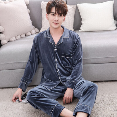 Pijama Largo de Pareja en Terciopelo Cálido para Invierno - Image 10