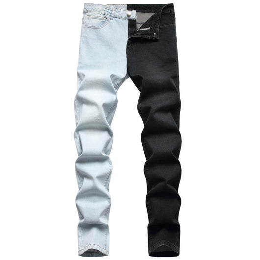 Jeans Stretch Bicolor con Costuras de Diseño para Hombre - Image 7