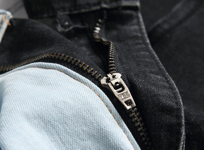 Jeans Stretch Bicolor con Costuras de Diseño para Hombre - Image 11