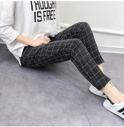 Pantalones Casuales Cuadros Harem de Nueve Puntos - Image 16