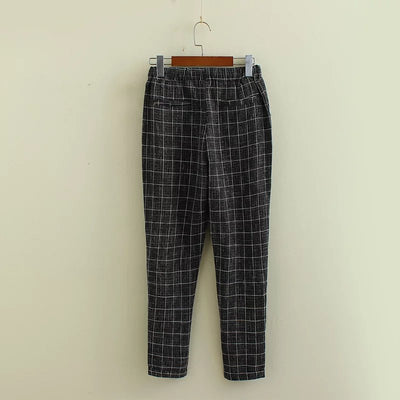 Pantalones Casuales Cuadros Harem de Nueve Puntos - Image 22