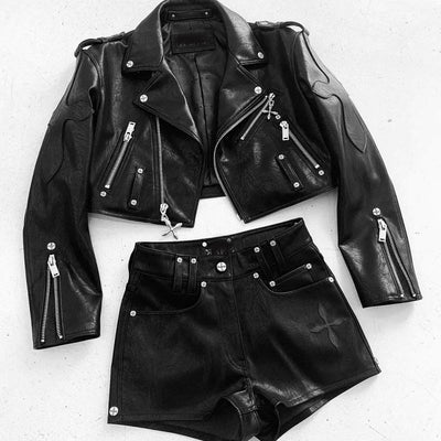 Chaqueta de Cuero para Motociclista con Cuello Solapa - Manga Larga Versátil - Image 7