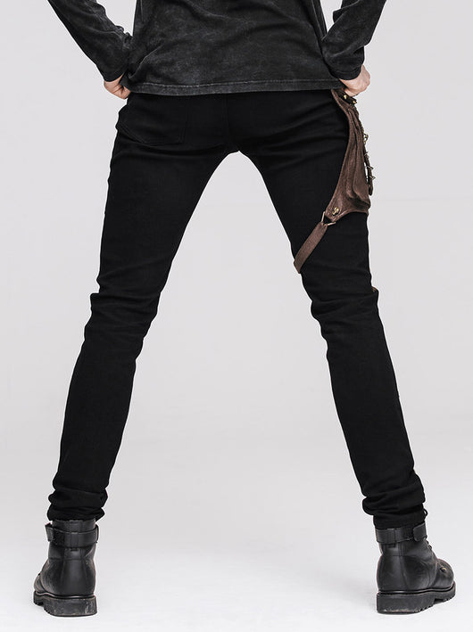 Pantalón de Cuero Negro Slim Fit con Detalles de Costura y Cierre - Image 12