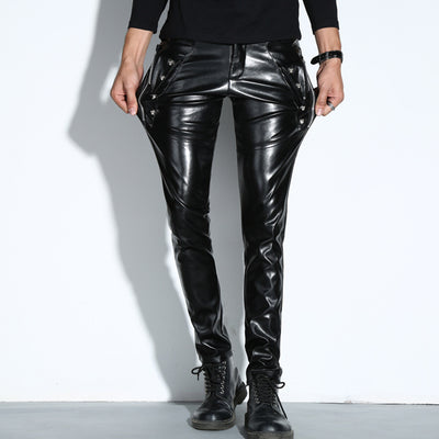 Pantalón de Cuero Negro Slim Fit con Detalles de Costura y Cierre - Image 14