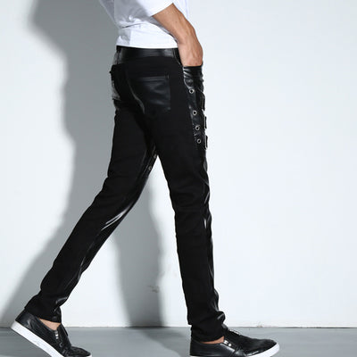 Pantalón de Cuero Negro Slim Fit con Detalles de Costura y Cierre - Image 17
