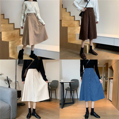 Falda Midi Cintura Alta Estilo A-Line para Invierno - Image 8