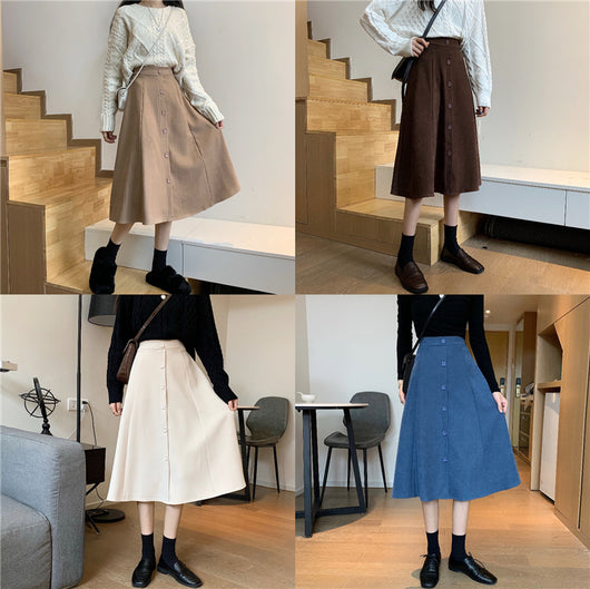 Falda Midi Cintura Alta Estilo A-Line para Invierno - Image 8