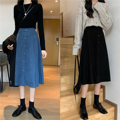 Falda Midi Cintura Alta Estilo A-Line para Invierno - Image 9