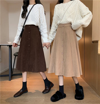 Falda Midi Cintura Alta Estilo A-Line para Invierno - Image 14