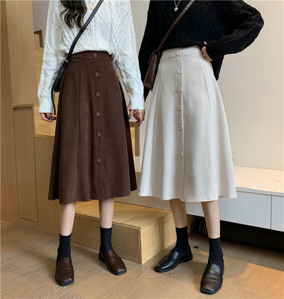 Falda Midi Cintura Alta Estilo A-Line para Invierno - Image 17