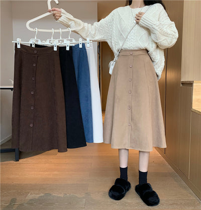 Falda Midi Cintura Alta Estilo A-Line para Invierno - Image 22