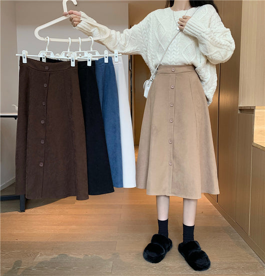 Falda Midi Cintura Alta Estilo A-Line para Invierno - Image 22