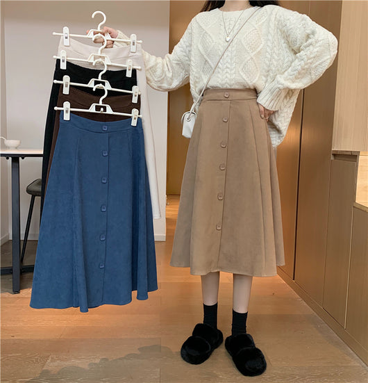 Falda Midi Cintura Alta Estilo A-Line para Invierno - Image 23