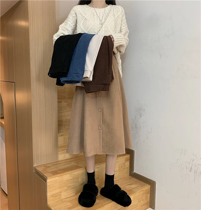 Falda Midi Cintura Alta Estilo A-Line para Invierno - Image 24