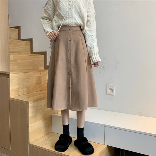Falda Midi Cintura Alta Estilo A-Line para Invierno - Image 25