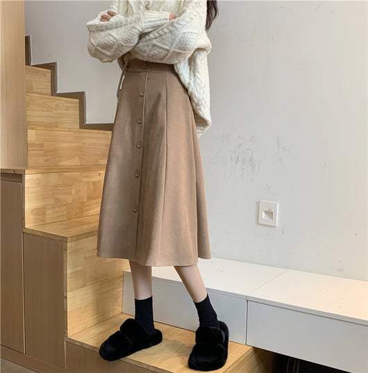 Falda Midi Cintura Alta Estilo A-Line para Invierno - Image 27