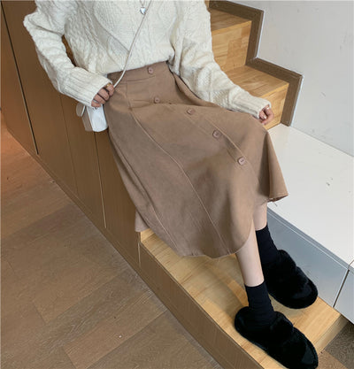 Falda Midi Cintura Alta Estilo A-Line para Invierno - Image 28
