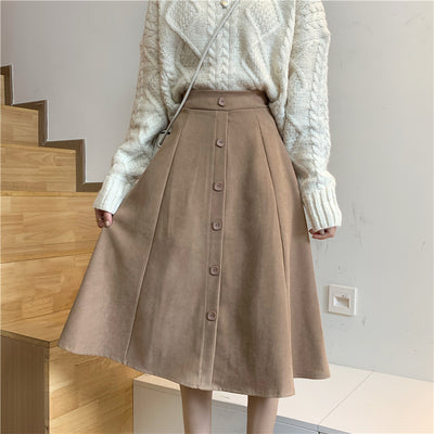 Falda Midi Cintura Alta Estilo A-Line para Invierno - Image 30
