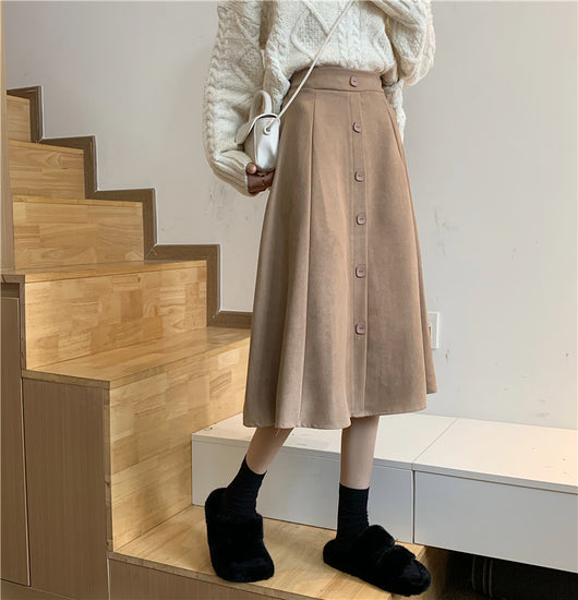 Falda Midi Cintura Alta Estilo A-Line para Invierno - Image 31
