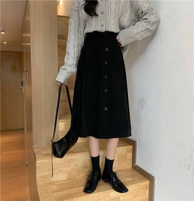 Falda Midi Cintura Alta Estilo A-Line para Invierno - Image 35