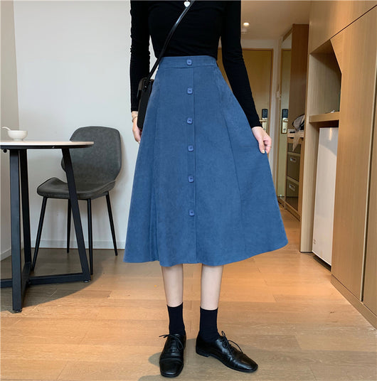 Falda Midi Cintura Alta Estilo A-Line para Invierno - Image 38
