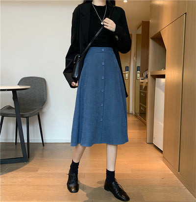 Falda Midi Cintura Alta Estilo A-Line para Invierno - Image 39