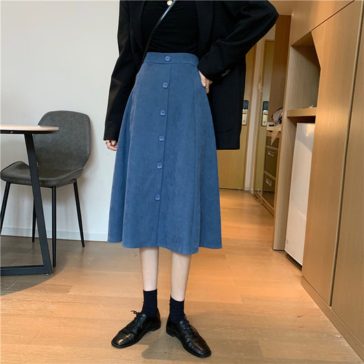 Falda Midi Cintura Alta Estilo A-Line para Invierno - Image 42