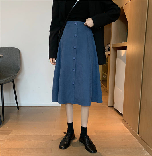 Falda Midi Cintura Alta Estilo A-Line para Invierno - Image 43