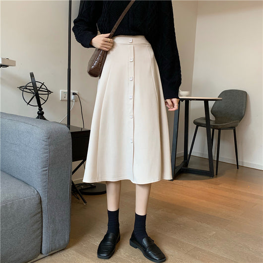Falda Midi Cintura Alta Estilo A-Line para Invierno - Image 45