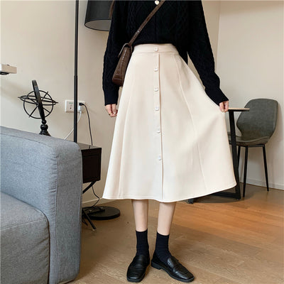 Falda Midi Cintura Alta Estilo A-Line para Invierno - Image 47