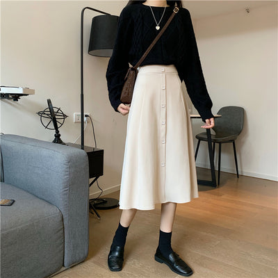 Falda Midi Cintura Alta Estilo A-Line para Invierno - Image 48